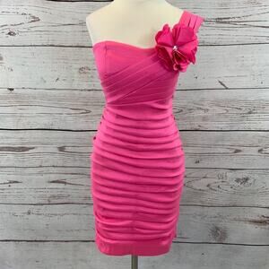 Jodi Kristopher pink single strap ruched sheath